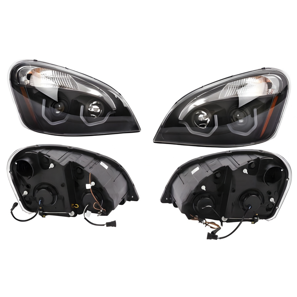 Juego Faros Freightliner Cascadia P3 Humo con Lupa y LED Depo 016-3805-01